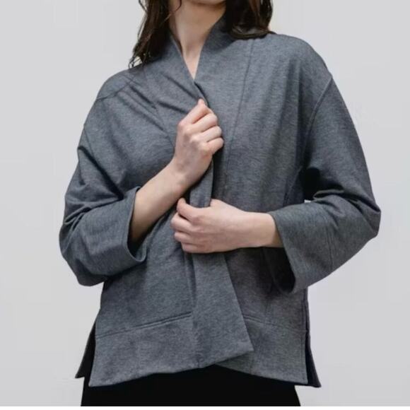 Ministry Of Supply Size XXS Fusion Terry Cardigan Gray Wool Blend Stretch NEW - Picture 1 of 13